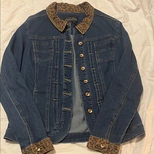 Live a Little Blue Denim Jacket with Leopard Accents
